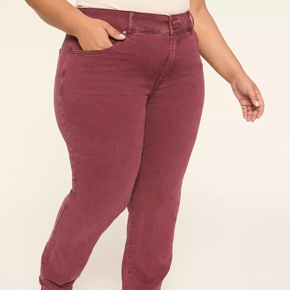 Lane Bryant Tighter Tummy Fit High-Rise Straight Jean - Burgundy NWT - Picture 1 of 6